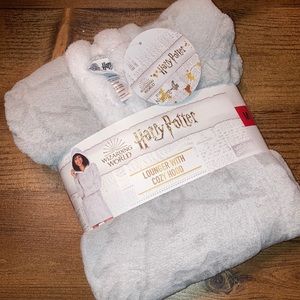 Harry Potter Cozy Soft Lounger Robe Gray Hoodie Print Lux Comfy New Gift Medium
